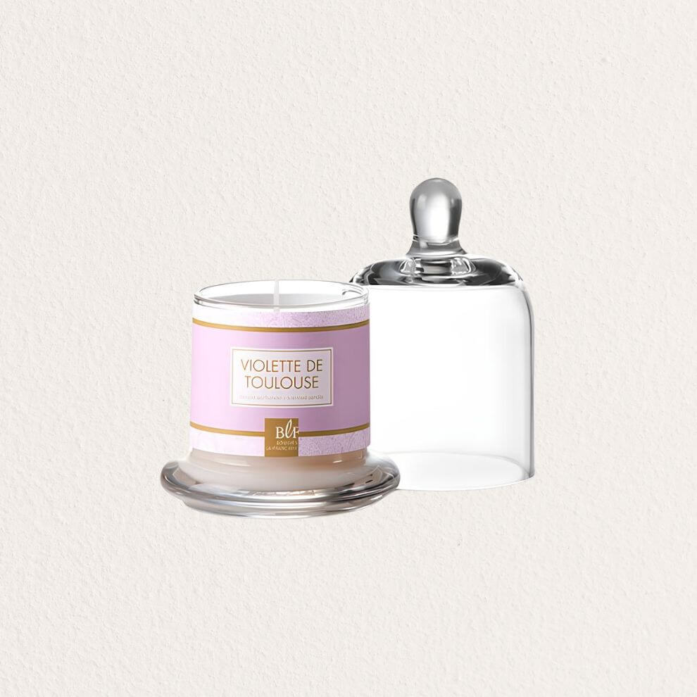 粉色甜蜜系列玻璃鐘罩蠟燭 優雅紫羅蘭 (2)