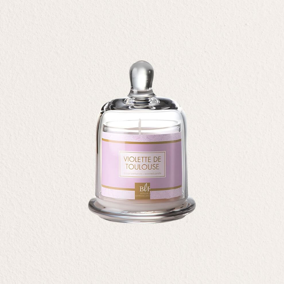 Bougies la Francaise 粉色甜蜜系列玻璃鐘罩蠟燭 優雅紫羅蘭