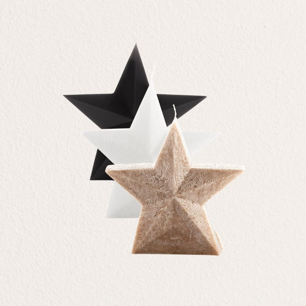造型系列蠟燭 迷幻星星_白+褐+黑 (1)