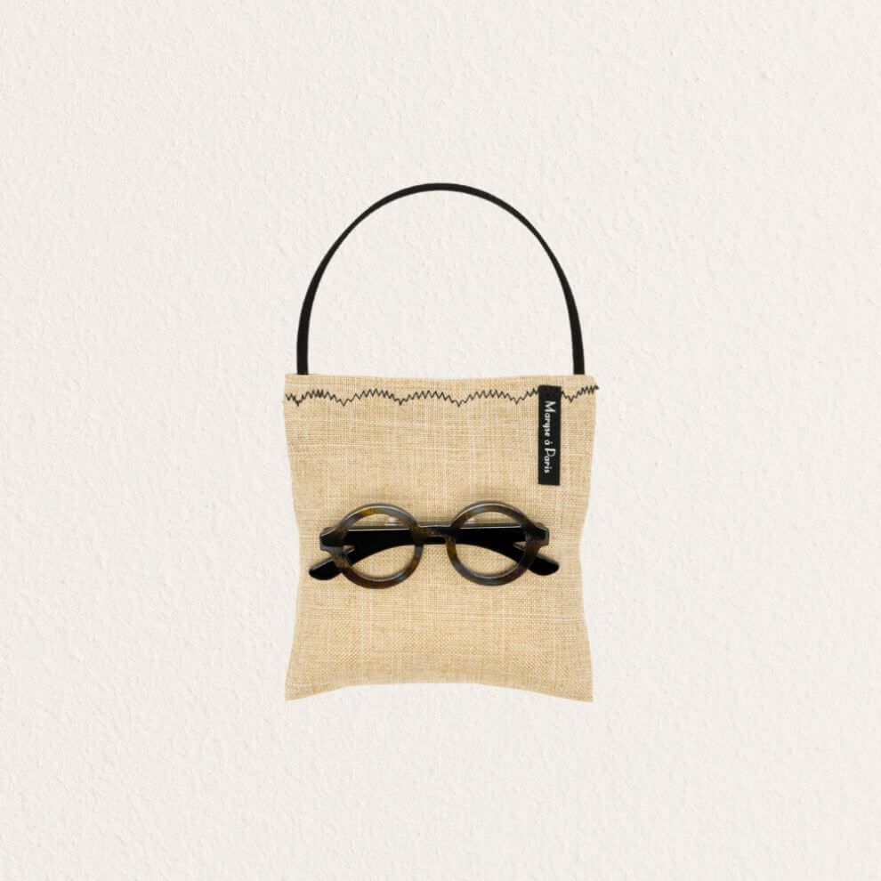 眼鏡別針香包 藍琥珀色_A