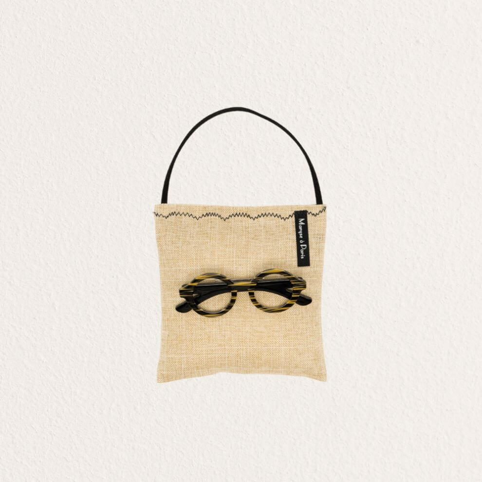 Maryse à Paris 眼鏡別針香包 黃條紋