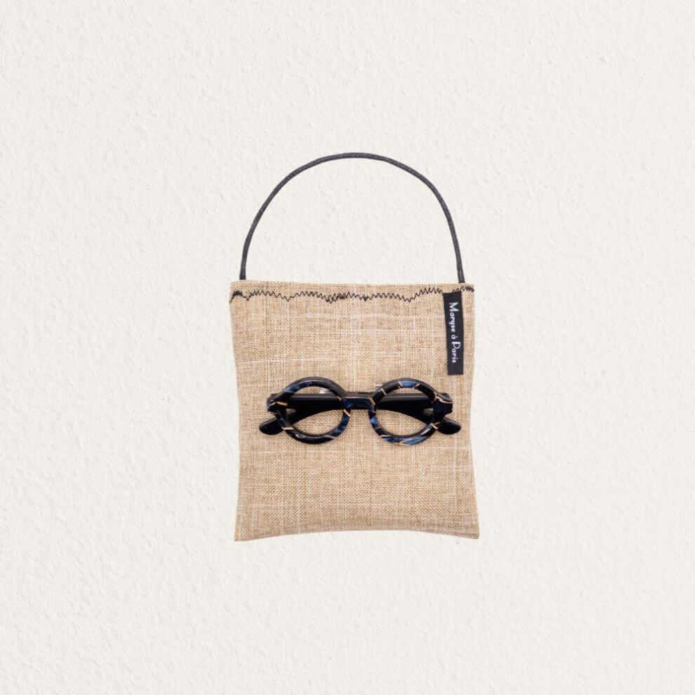 Maryse à Paris 眼鏡別針香包 藍黃條紋