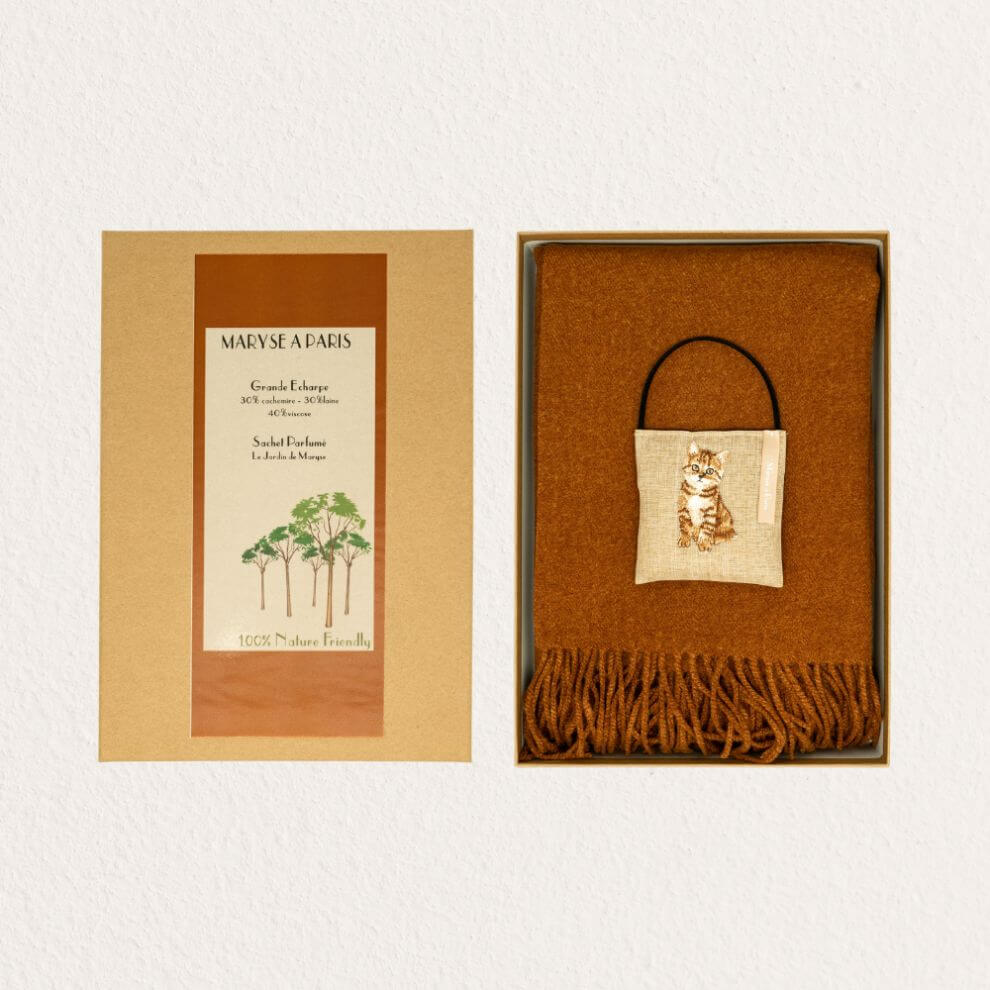 Maryse à Paris 圍巾貓咪香包 深卡其