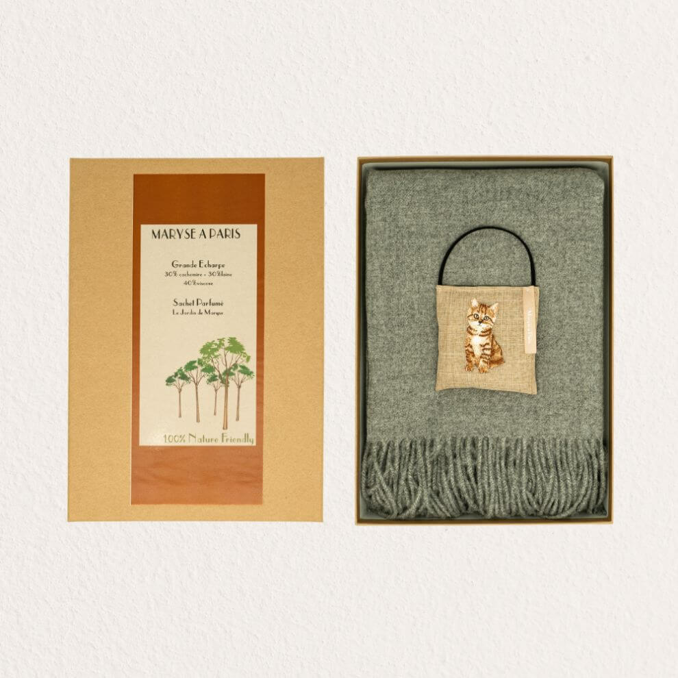 圍巾貓咪香包 灰色