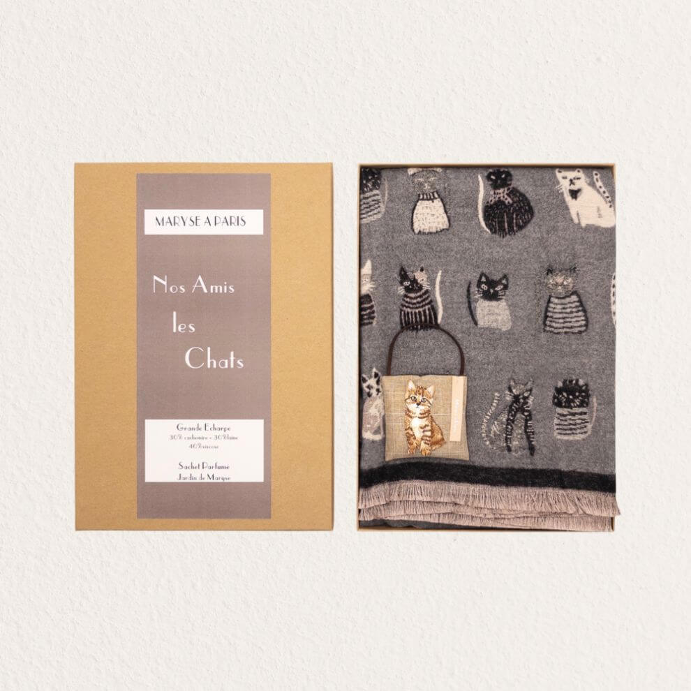 圍巾貓咪香包 深灰色