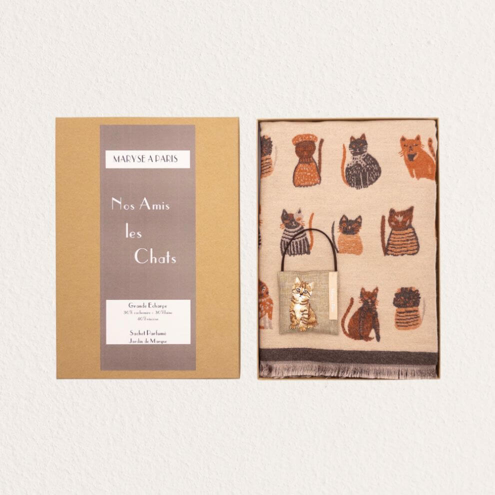Maryse à Paris 圍巾貓咪香包 駝色
