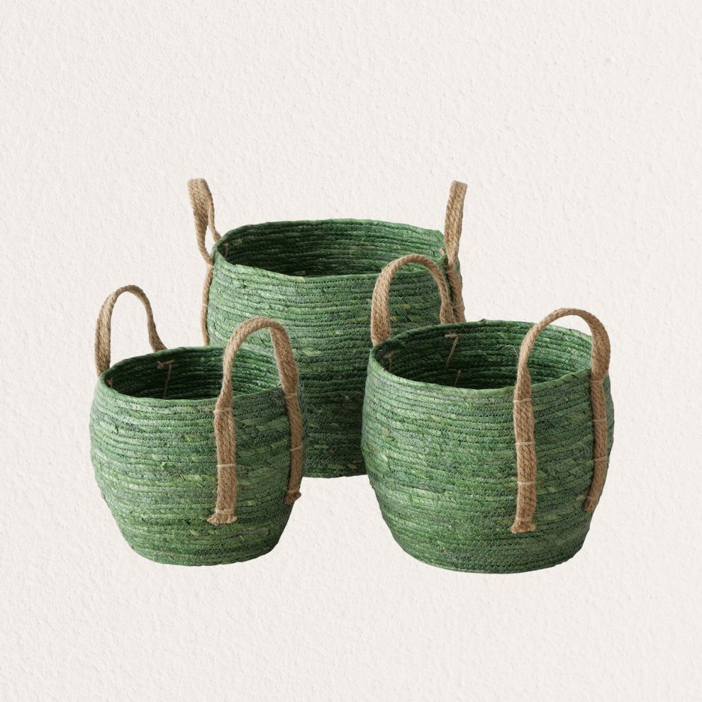 BOLTZE 綠色編織置物籃