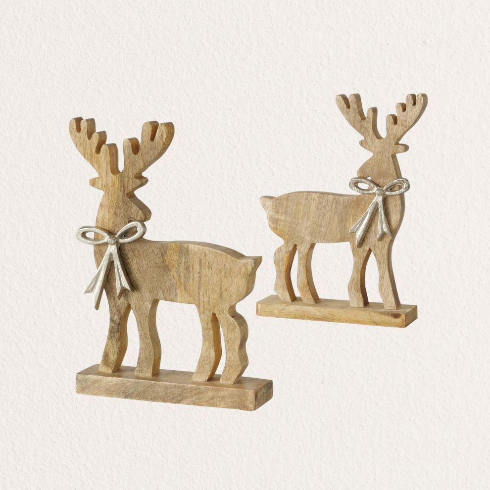 木雕麋鹿造型擺飾 (1)