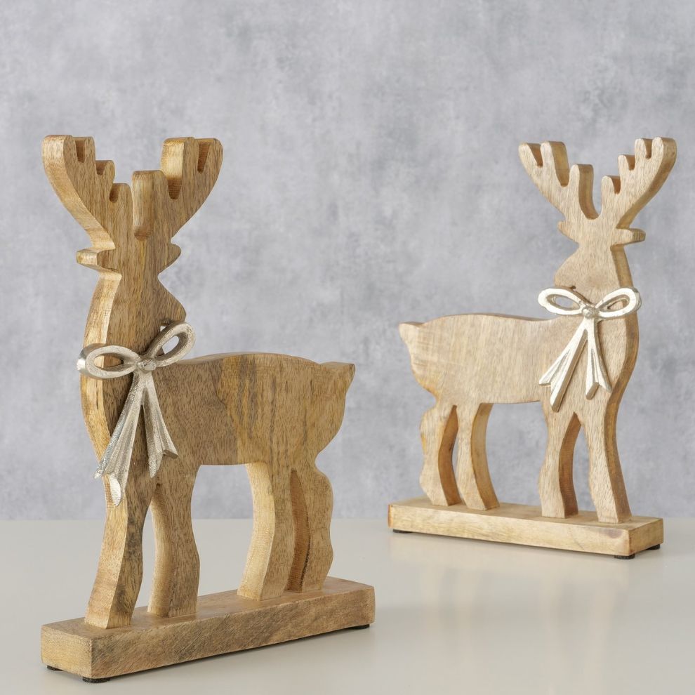 木雕麋鹿造型擺飾 (2)