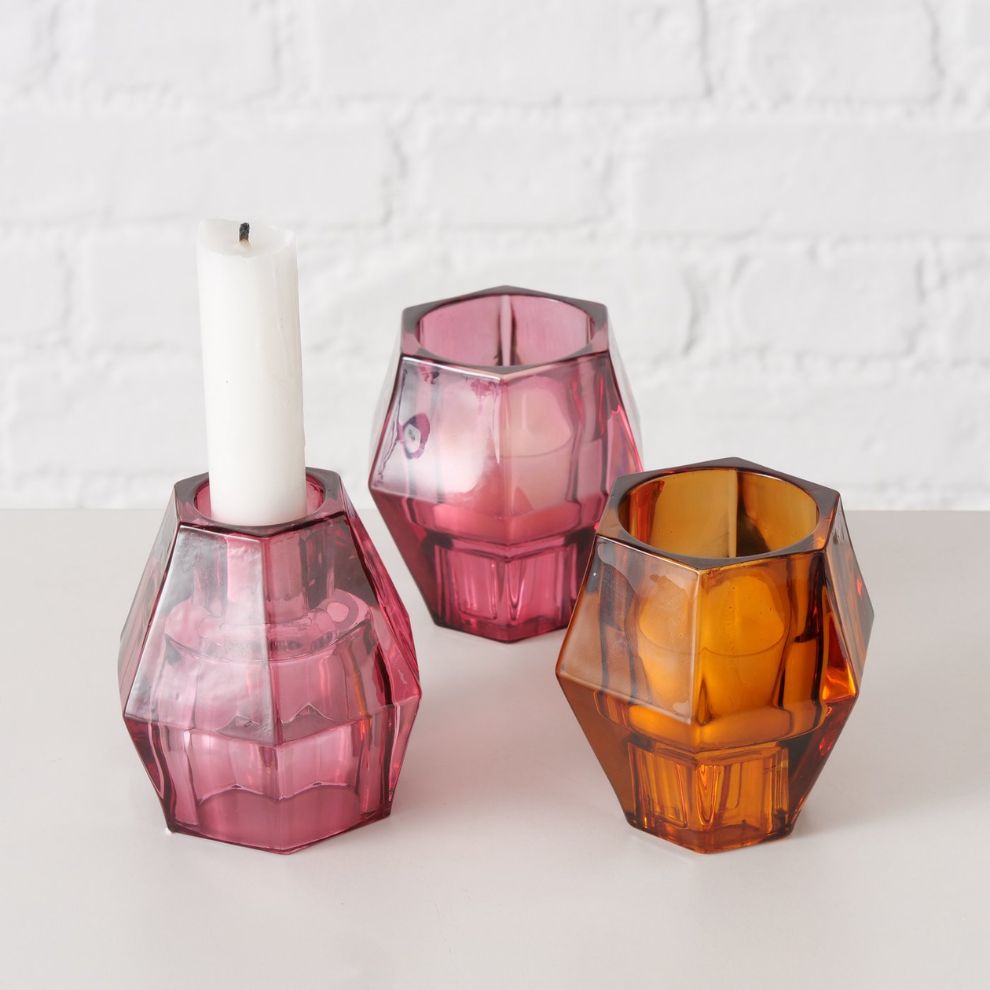 鑽石造型玻璃燭台 (3)