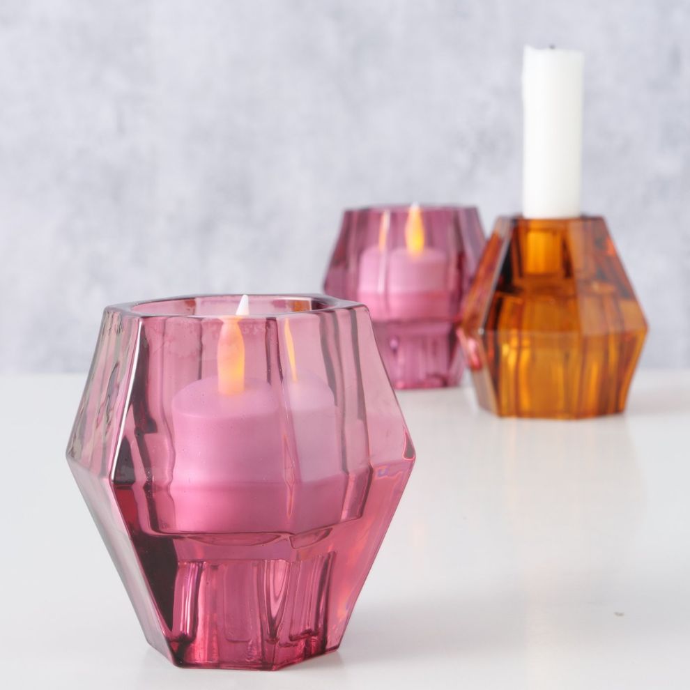 鑽石造型玻璃燭台 (2)