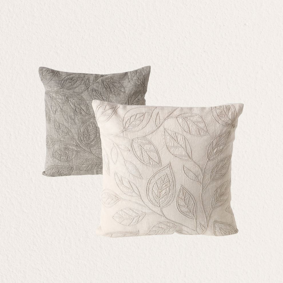 葉紋刺繡抱枕 (1)