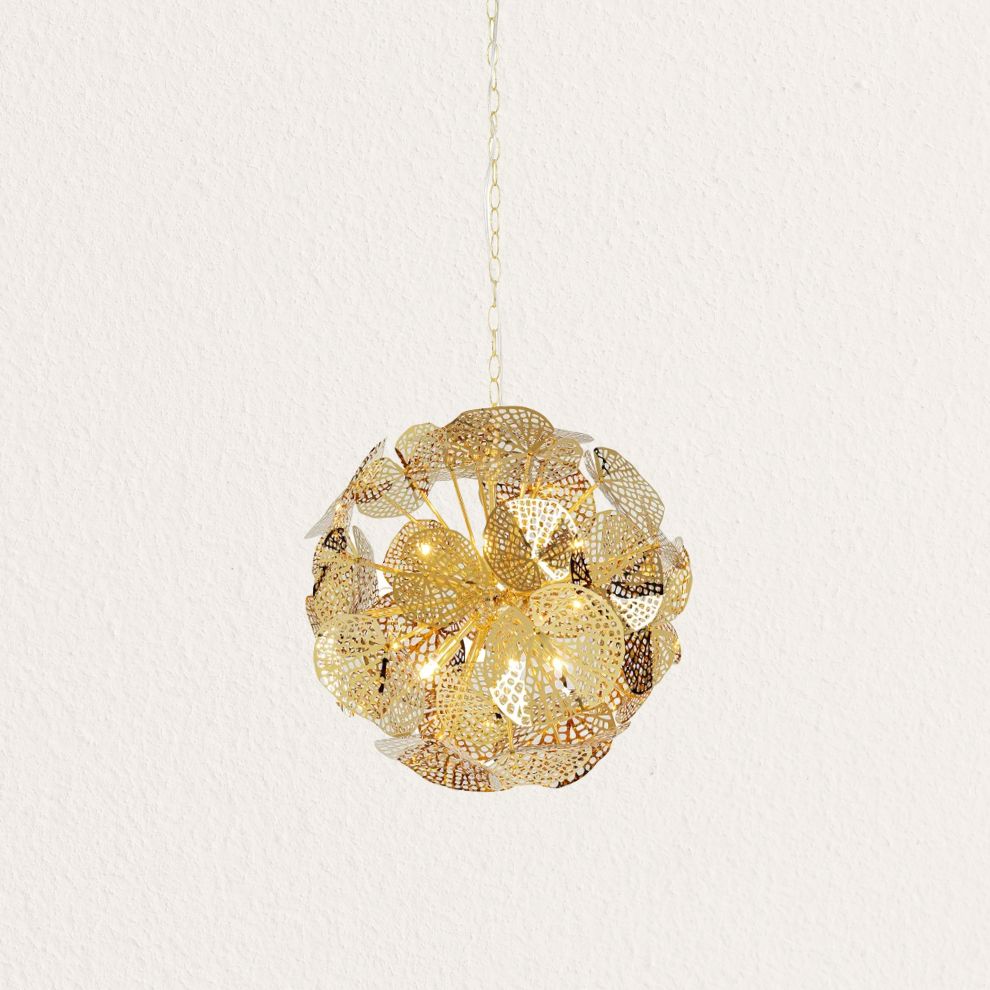 Leaf Gold Ball 吊燈 (1)