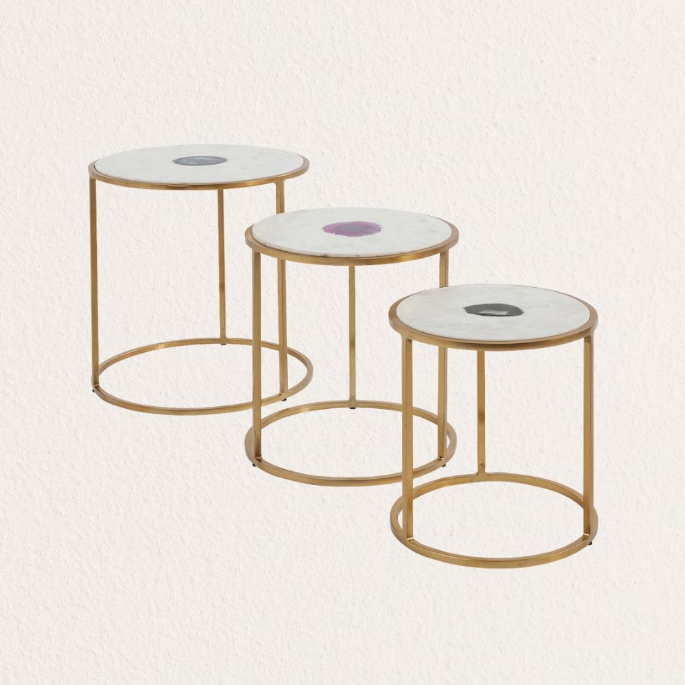 大理石紋造型邊桌 (2)