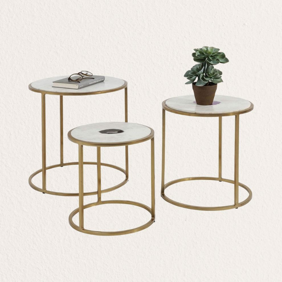 大理石紋造型邊桌 (1)