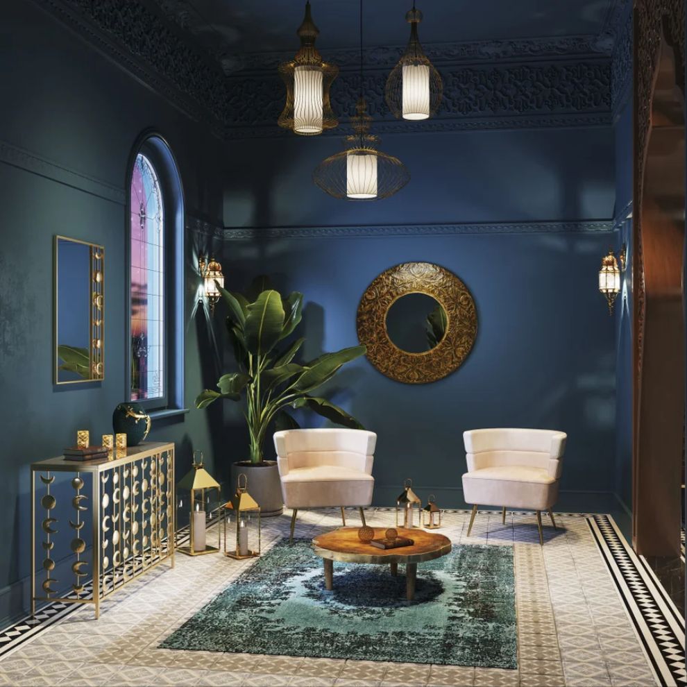 金屬木紋造型茶几 (2)