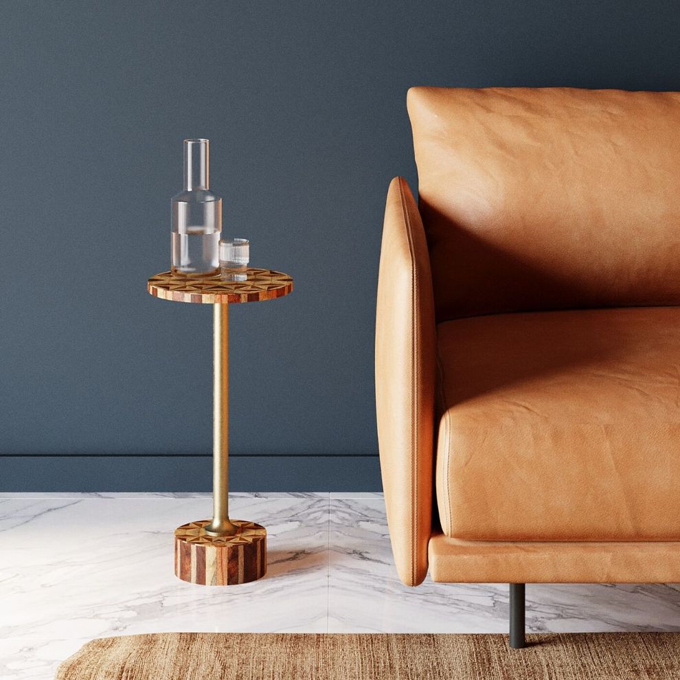 幾何棕格邊桌 (2)