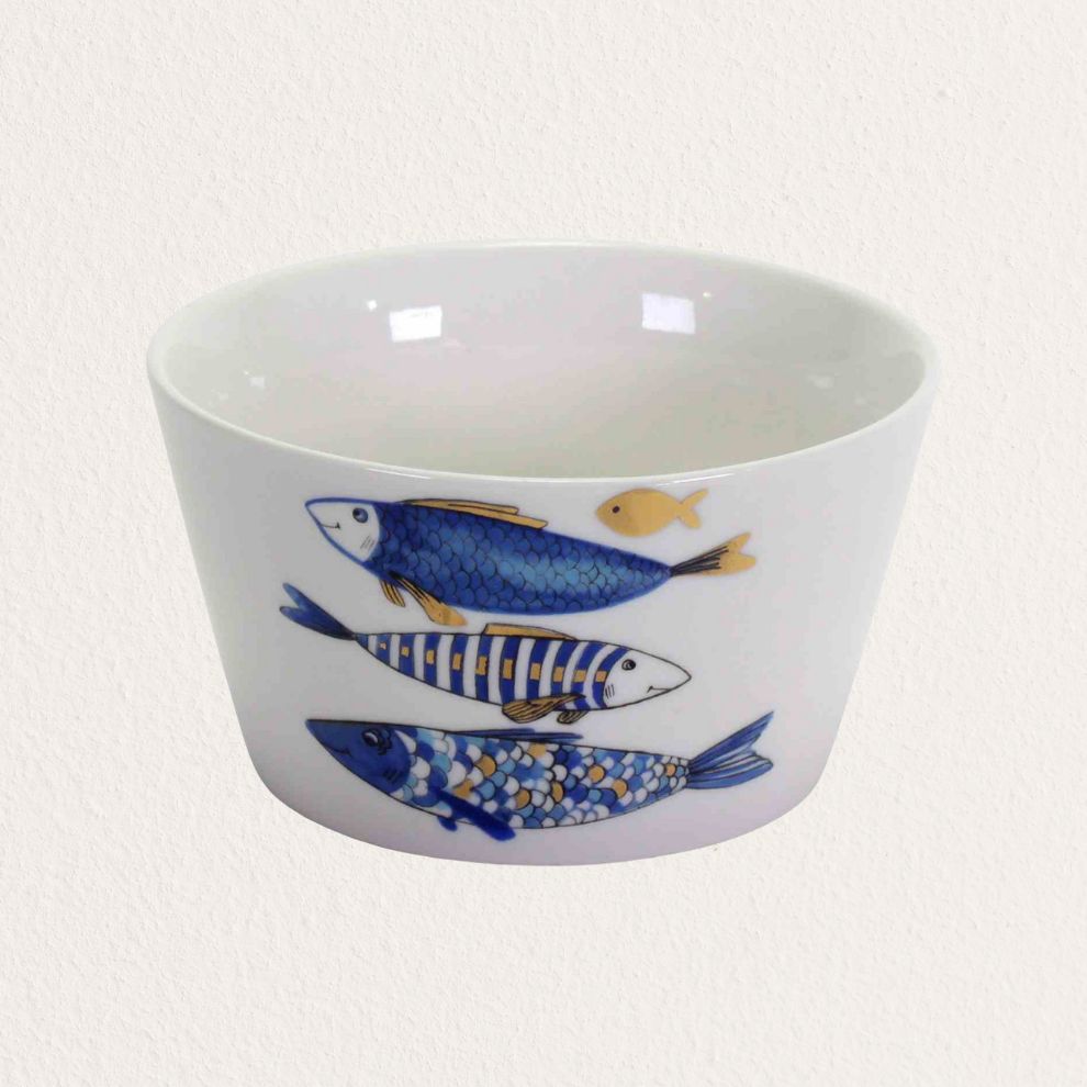 藍色魚群陶瓷碗 (1)