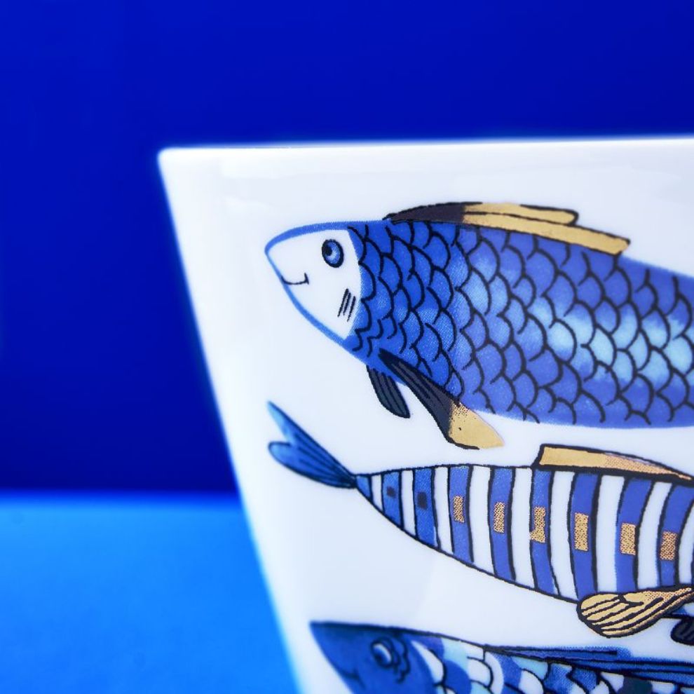 藍色魚群陶瓷碗 (4)