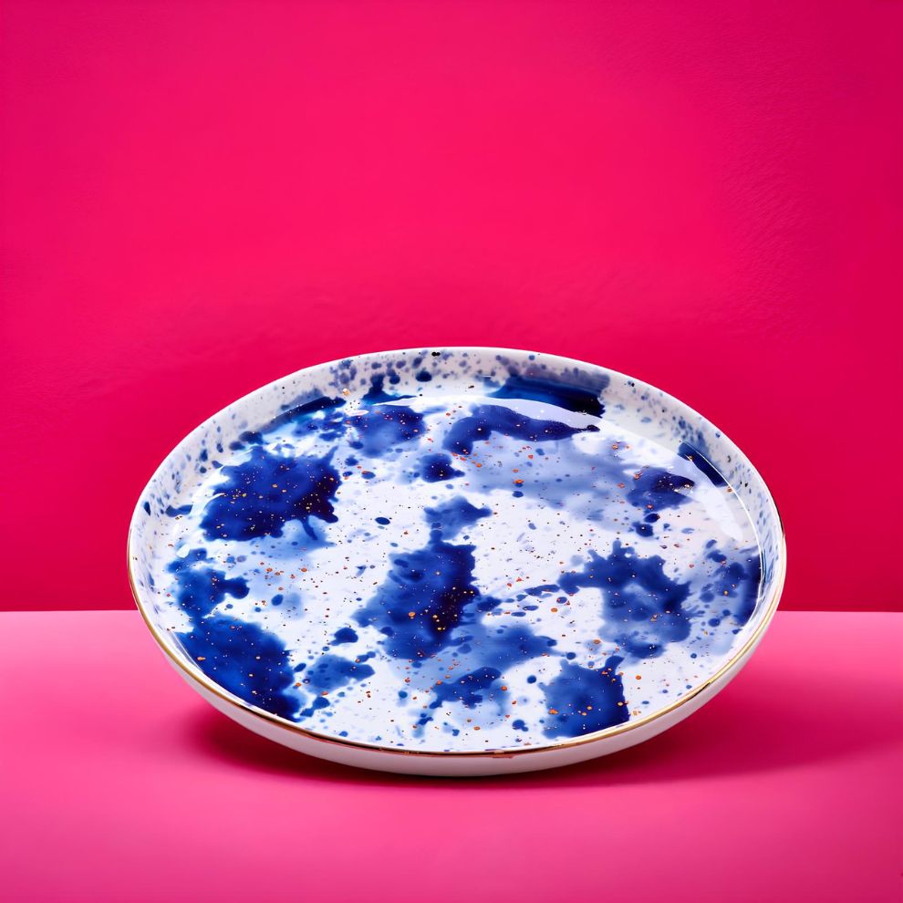 藍色潑墨點心盤 (2)