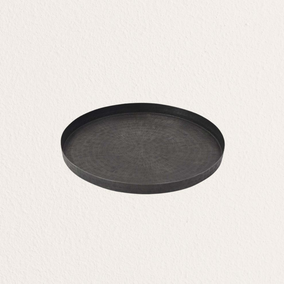 灰色圓形托盤
